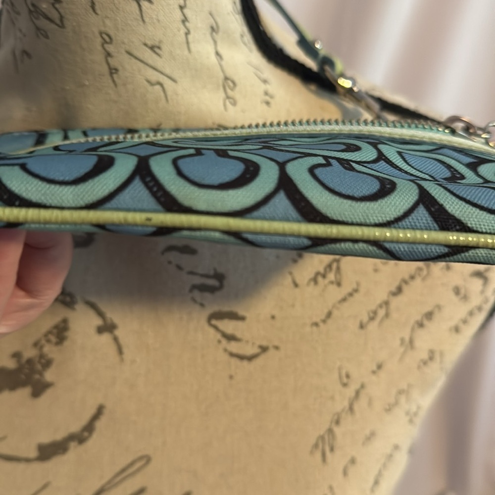 Vintage Coach Poppy Wristlet blue & teal - Picture 10 of 11